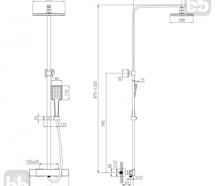 Shower 1582,090401 VOLLE Shower systems with termostat image
