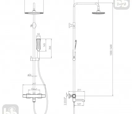 Shower 1584,090601 VOLLE Shower systems with termostat image