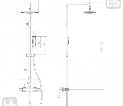 Shower 1584,090301 VOLLE Shower systems with termostat image