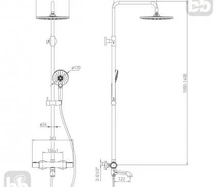 Shower 1580,090601 VOLLE Shower systems with termostat image