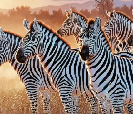 Панно 1449 Group of Zebras Evolution 5 image